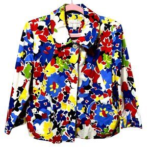 Erin London PM Floral Art Print Blazer Jacket Vintage Maximalist Multicolor